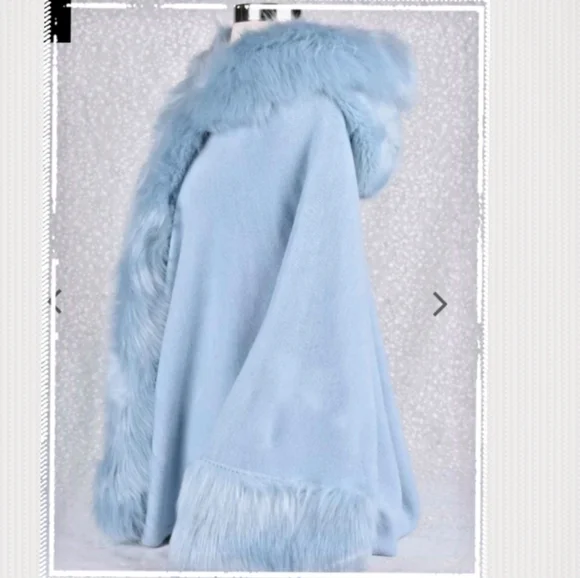 COPY - NWT Hooded Cape- faux fur trimmed